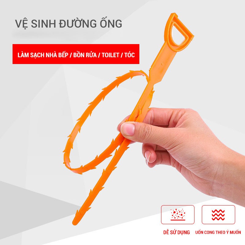 [HÀNG CÓ SẴN] Dụng cụ móc tóc vệ sinh bồn rửa, ống cống chống nghẹt cống bằng tay