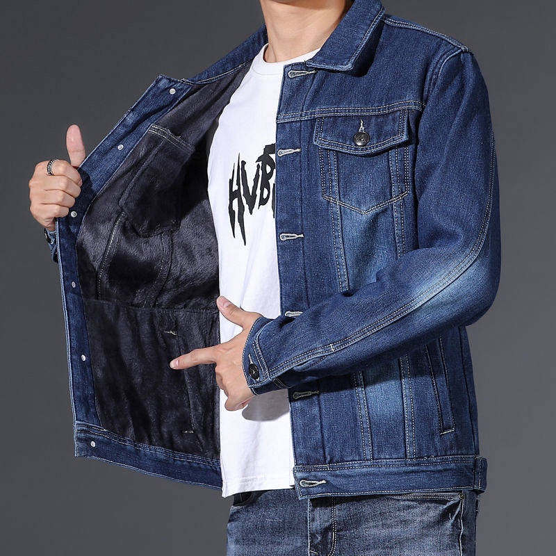 Áo khoác jean lót lông cừu dày giữ ấm nhiều màu thời trang Hàn Quốc cho nam