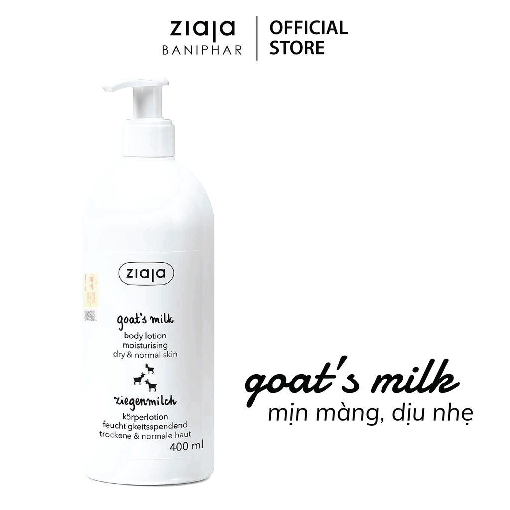 Sữa dưỡng thể Ziaja goat's milk body lotion moisturising chiết xuất từ Sữa Dê 400ml