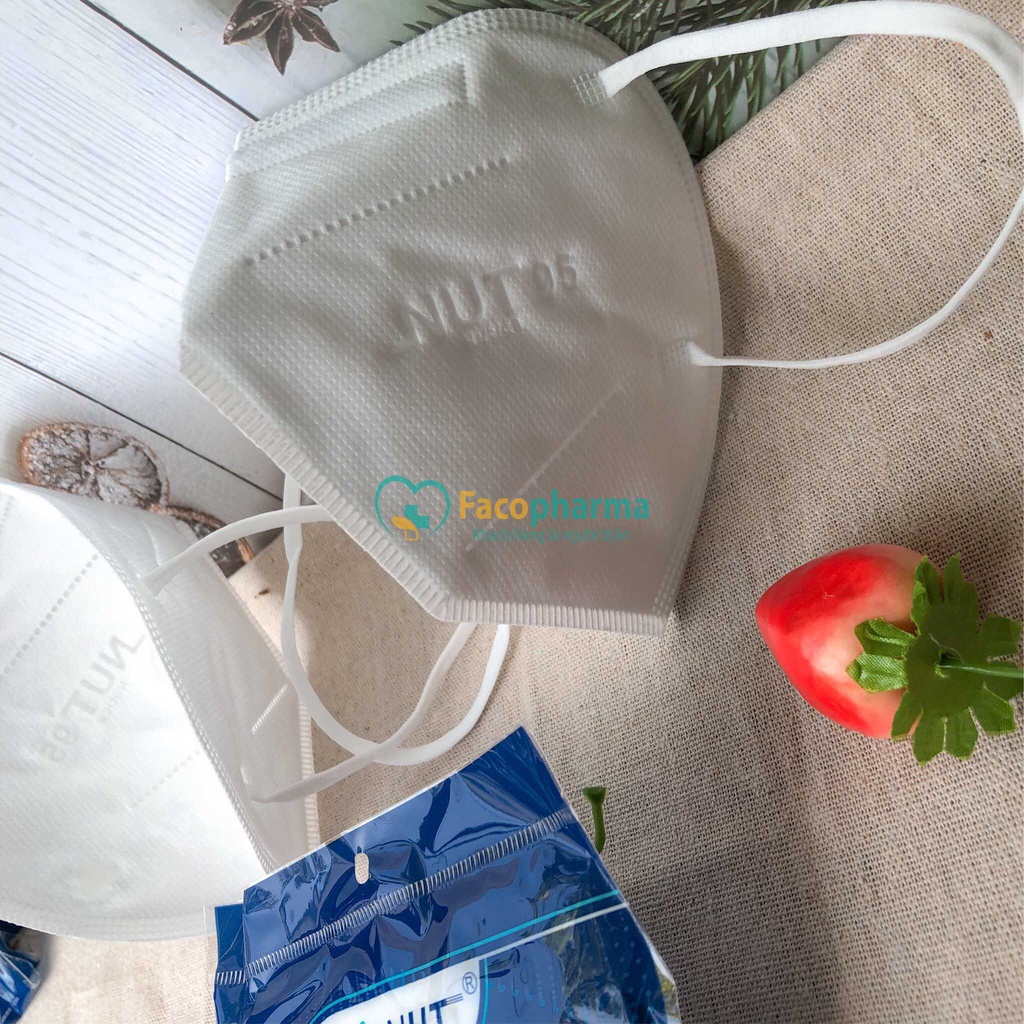 Khẩu trang N95 chính hãng NUT95 kháng khuẩn 5 lớp ngăn bụi mịn khói bụi và giọt bắn hộp 20 cái NUTN95O