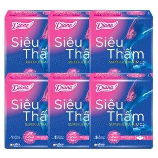 Combo 6 gói Băng vệ sinh Diana siêu thấm siêu siêu mỏng 0.1 cánh