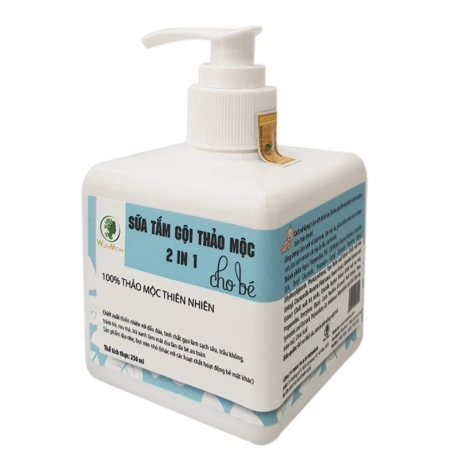 Bộ Tắm Gội Giữ Ấm Cho Bé WonMom (1 Chai Dầu Tràm và 1 Chai Sữa Tắm Thảo Mộc)