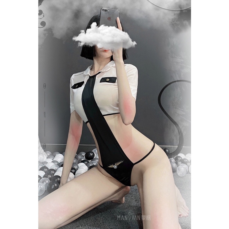 Đồ ngủ nữ Sexy Set hóa trang Cosplay áo cộc tay cà vạt to