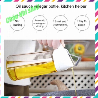 Chai đựng dầu ăn, bình rót dầu bằng thủy tinh tự động mở nắp thông minh cao cấp dung tích 630ml
