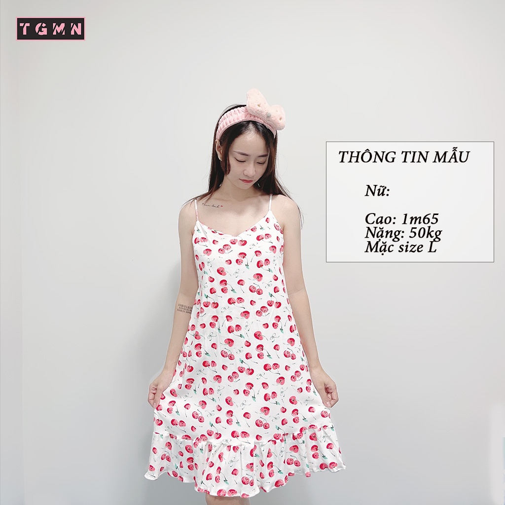 Váy 2 dây, Đầm mặc nhà hoa tiết trái cây mềm mịn, thoáng mát của TGMN | BigBuy360 - bigbuy360.vn