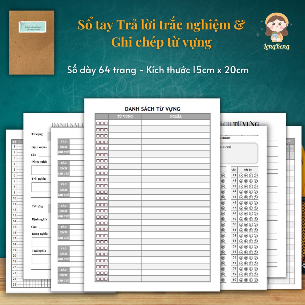 Sổ tay trả lời trắc nghiệm & ghi chép từ vựng