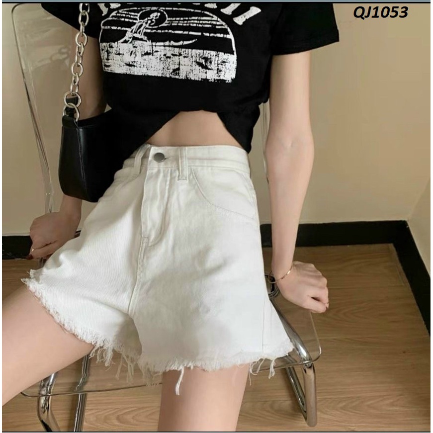 Quần đùi jeans trắng Big size vải VNXK QJ1053