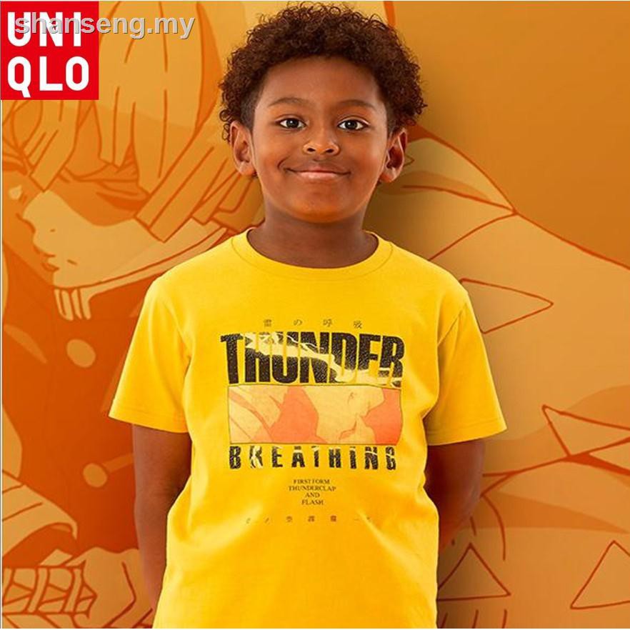 Uniqlo Áo Thun Trắng In Họa Tiết Truyện Tranh Demon Slayer Series 1 Cho Bé