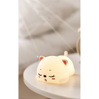 Đèn ngủ silicone Mèo con dễ thương có điều khiển từ xa 16 màu [BH 1 đổi 1]