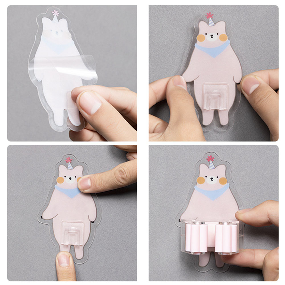 [sweet] kitchen creative cartoon cute bear duck seamless hole-free viscose hook for bathroom mop