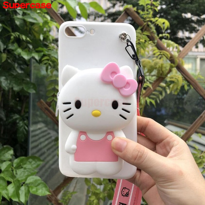 Ốp lưng dạng ví có ngăn kéo hình Doraemon Hello Kitty Mickey cho iPhone 6 6s Plus 5 5s SE