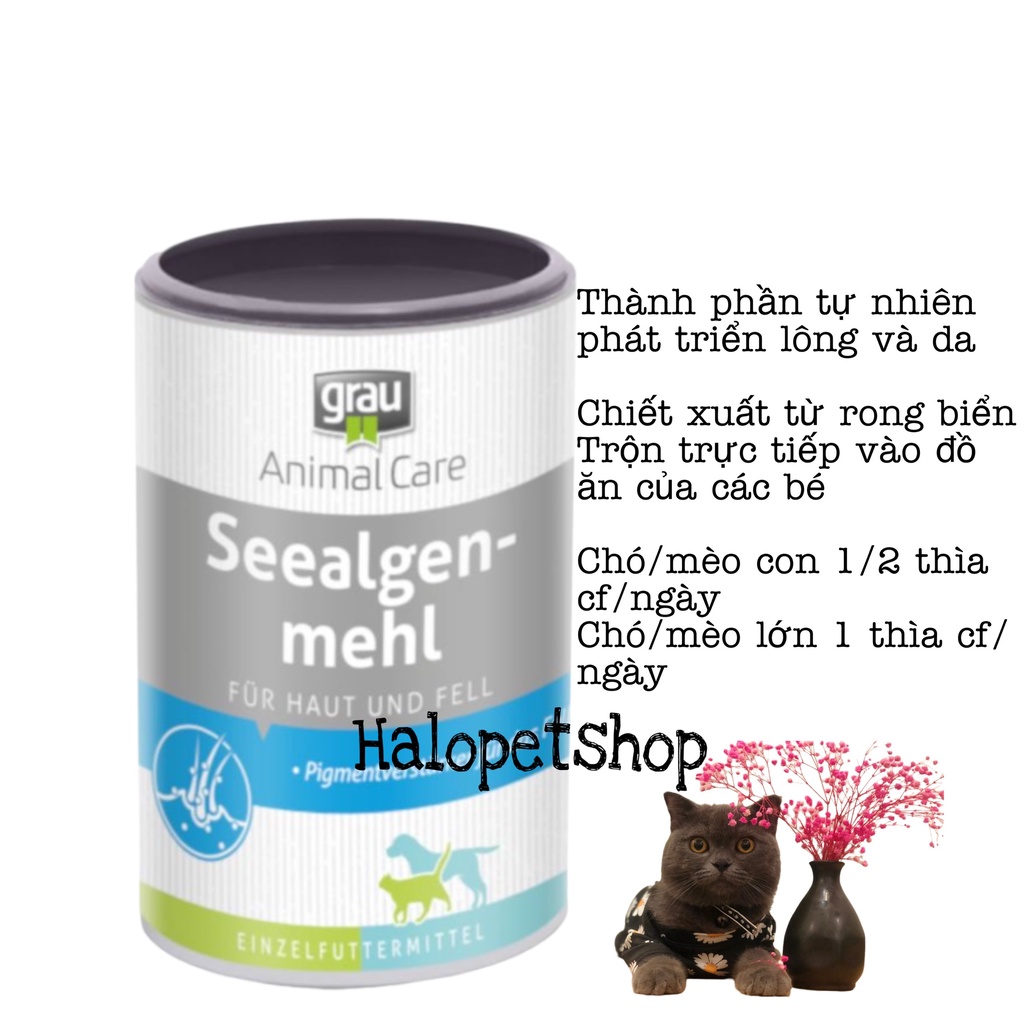 Mỡ bò, tảo biển Grau dạng bột hộp 400gr cung cấp dinh dưỡng cho mèo - Halopetshop