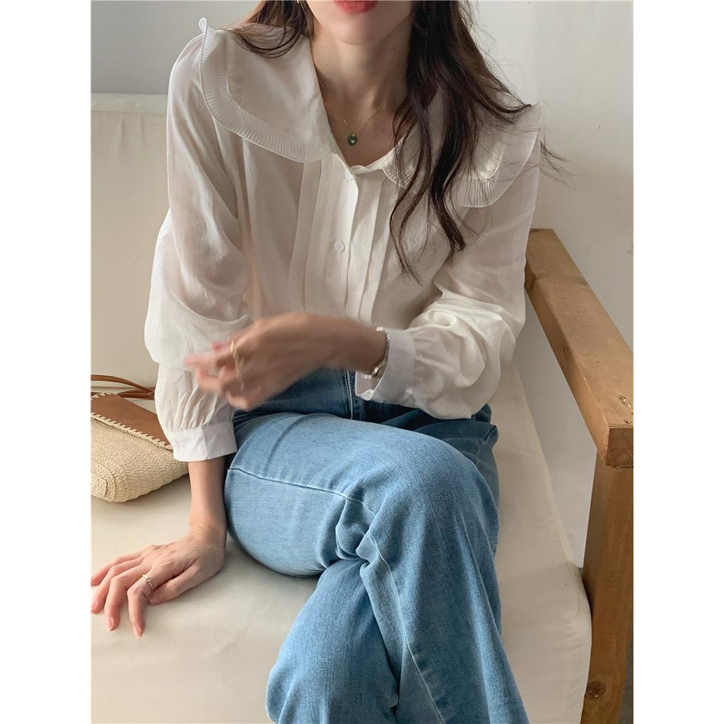 Áo Sơ Mi Dài Tay Cổ Xếp Ly Tinh Tế 54272