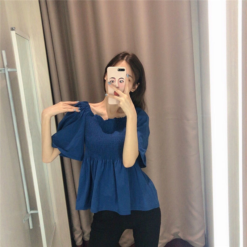 Áo thun BH cổ vuông thiết kế đơn giản xinh xắn thời trang cho nữ