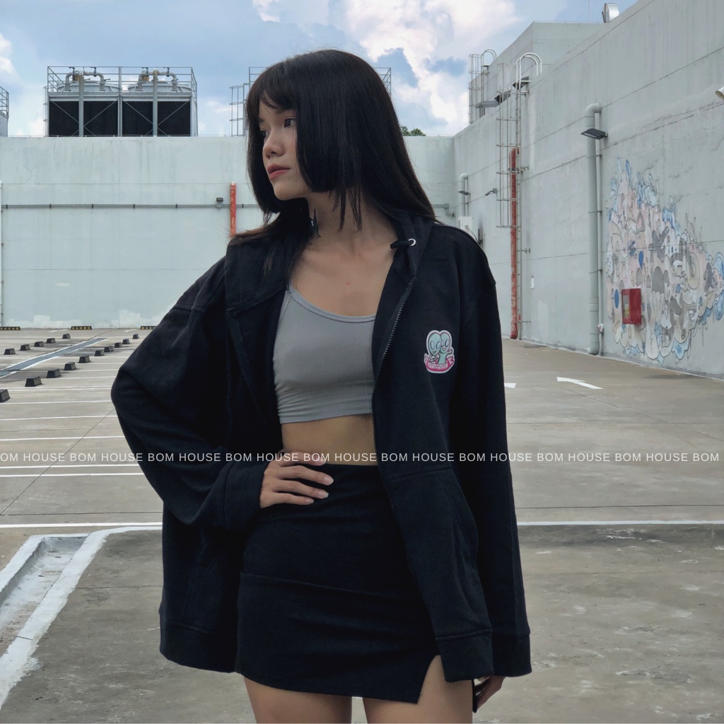Áo Khoác Nỉ Hoodie Zip 2 Màu BOM HOUSE Nam Nữ Ulzzang Unisex