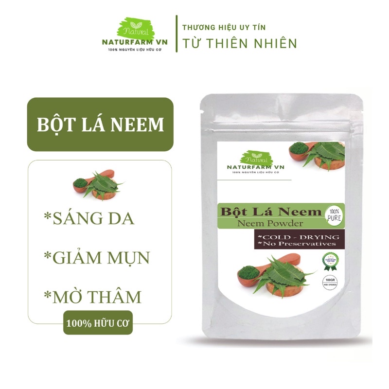 100GR Bột lá neem Ấn độ nguyên chất Organic Handmade