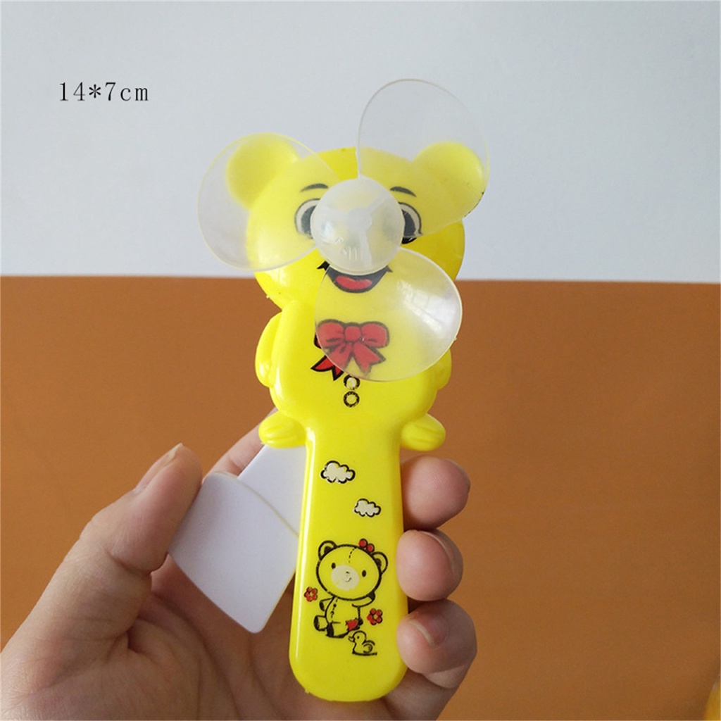 Quạt cầm tay mini bằng nhựa họa tiết hoạt hình bấm tay bấm dễ thương hình chú gấu an toàn cho trẻ em
