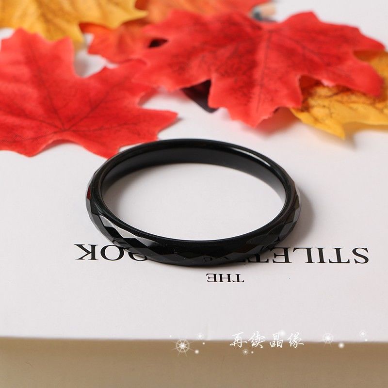 Vòng Tay Đá Mã Não Đen Bản Nhỏ Mỏng Cao Cấp