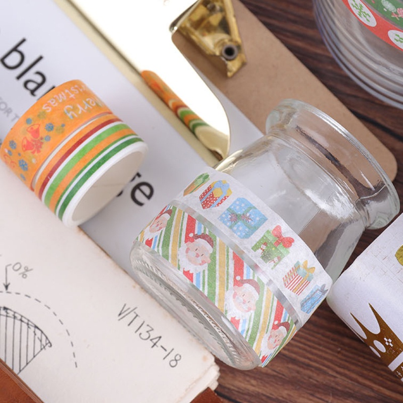 Set 24 Cuộn Băng Dính Washi Họa Tiết Giáng Sinh Trang Trí Thủ Công Đa Ứng Dụng