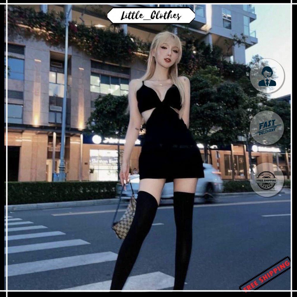 Đầm body khoét eo 2 dây 🔥FREESHIP🔥 váy ôm nhún ngực sexy gợi cảm