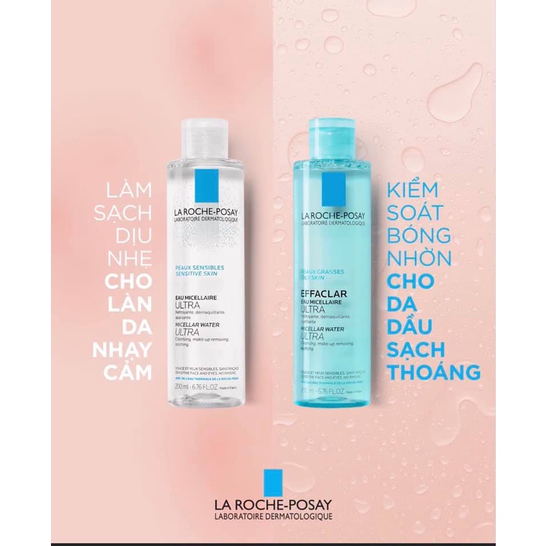 Nước tẩy trang làm sạch sâu cho da dầu & nhạy cảm La RochePosay Micellar Water 200ml