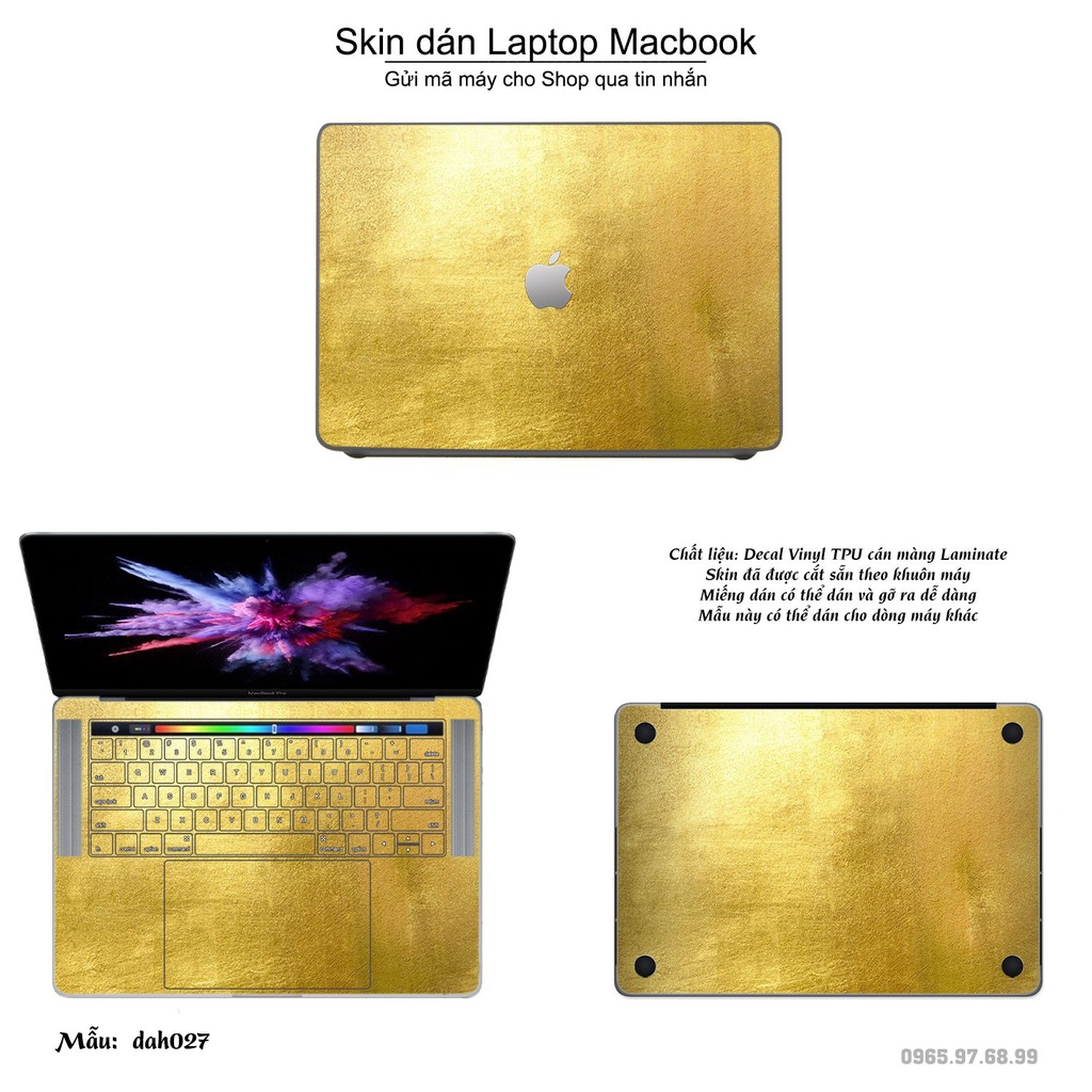 Skin dán Macbook mẫu vân vàng (đã cắt sẵn, inbox mã máy cho shop)