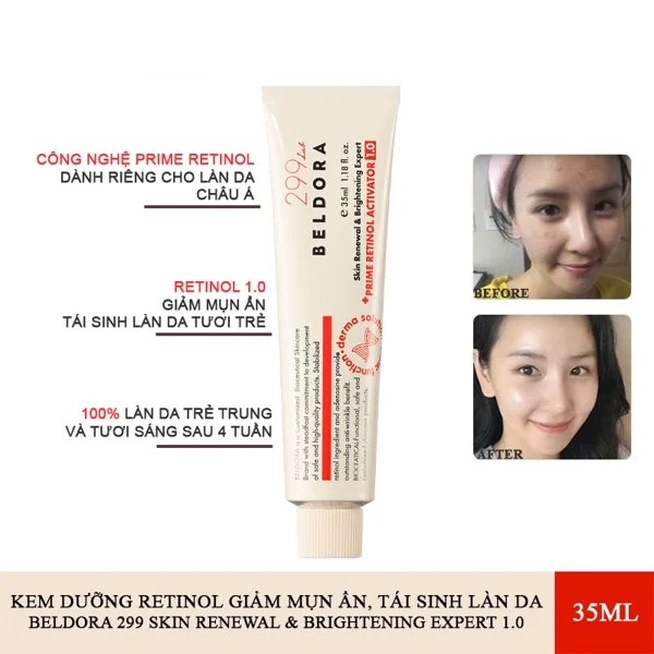 Kem Dưỡng Retinol Giảm Mụn Ẩn, Tái Sinh Làn Da Beldora 299 Skin Renewal &amp; Brightening Expert 1.0 35ml