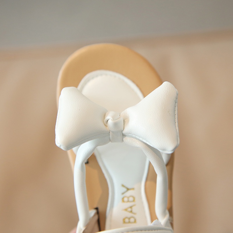 Sandal Da Mềm Chống Trượt Đính Nơ Xinh Xắn Cho Bé Gái 2-8 Tuổi