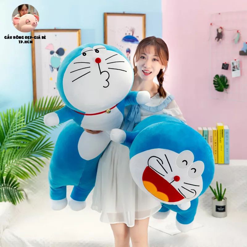 Gấu ôm Mèo Doremon dáng nằm - Gối ôm Doremon cao cấp - Kích Thước 80cm 1m1 1m2 1m4. HÀNG NHẬP