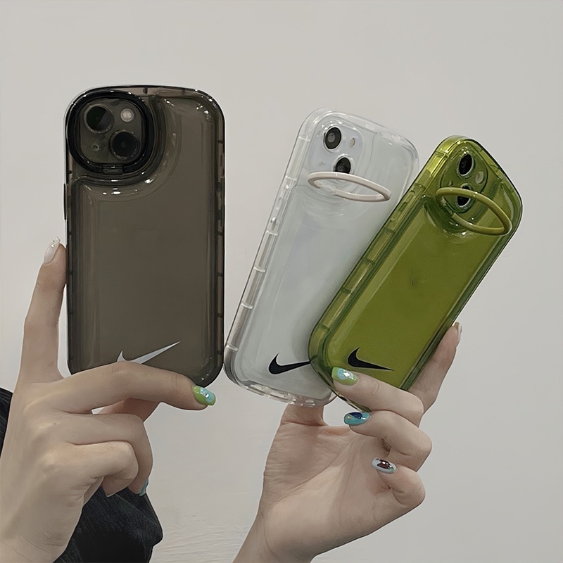 Ốp Điện Thoại Mềm Trong Suốt Chống Sốc In Logo Nike Sang Trọng Có Giá Đỡ Cho iPhone 14 13 12 11 Pro Max 12Pro 13Pro 14Plus