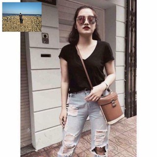 Xả Áo nữ thun coton cổ tim