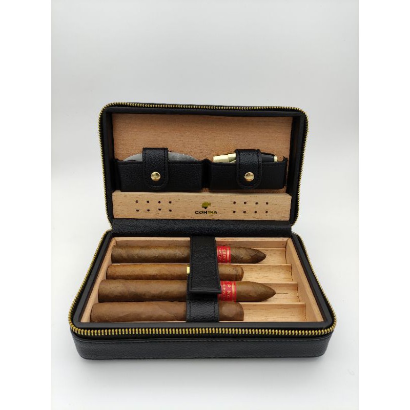 ⚡SIÊU RẺ⚡Bao da xì gà bảo quản, đựng cigar siga 4 điếu có kèm khò cắt - toàn bộ ảnh đều là ảnh thật