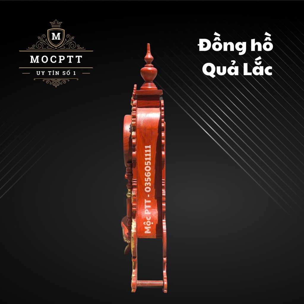 Đồng Hồ Quả Lắc mẫu Đuôi Công gỗ Hương Ta kích thước 72 x 48 x 15 trang trí phòng khách , phòng làm việc