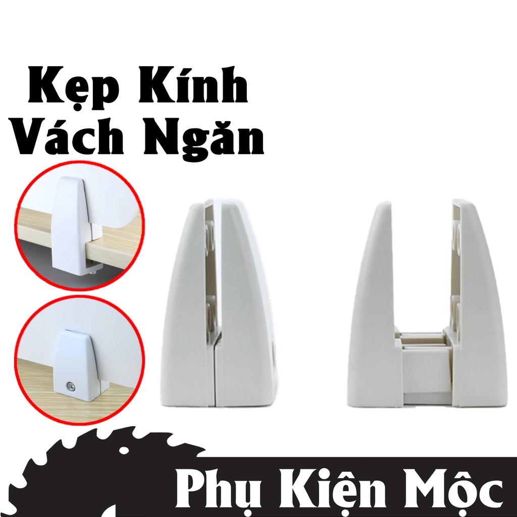 Kẹp Kính Vách Ngăn Nhựa Màu Trắng