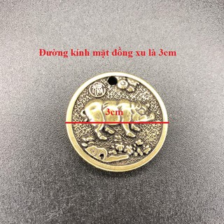 Mặt Đồng Xu Đồng Hình Con Heo; Xỏ lỗ đeo dây, làm đồ treo móc khóa-TMT Collection-SP002441