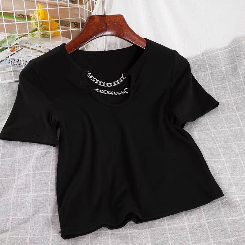 [Mã FAMAYWA giảm 10K đơn 50K] 🍓🍓áo Croptop viền xích Uzzang siêu ngầu🍓🍓 | BigBuy360 - bigbuy360.vn