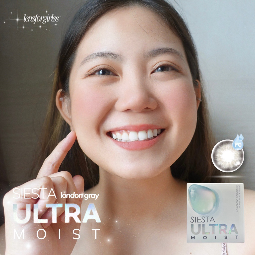 Kính Áp Tròng xám thuần khiết ULTRA MOIST LONDON GRAY dành cho mắt nhạy cảm chính hãng SIESTA | Lens cận