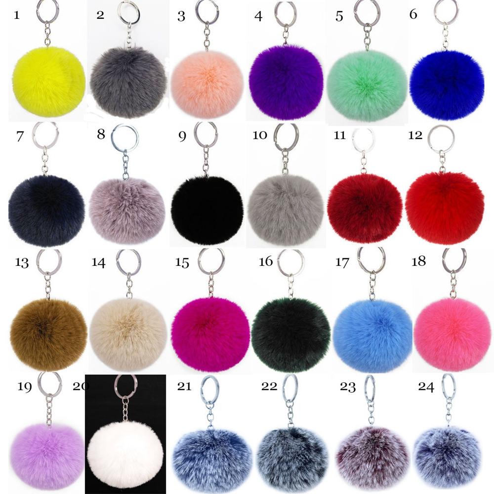 Móc Khóa Banh Lông Thỏ 24 Màu Tùy Chọn