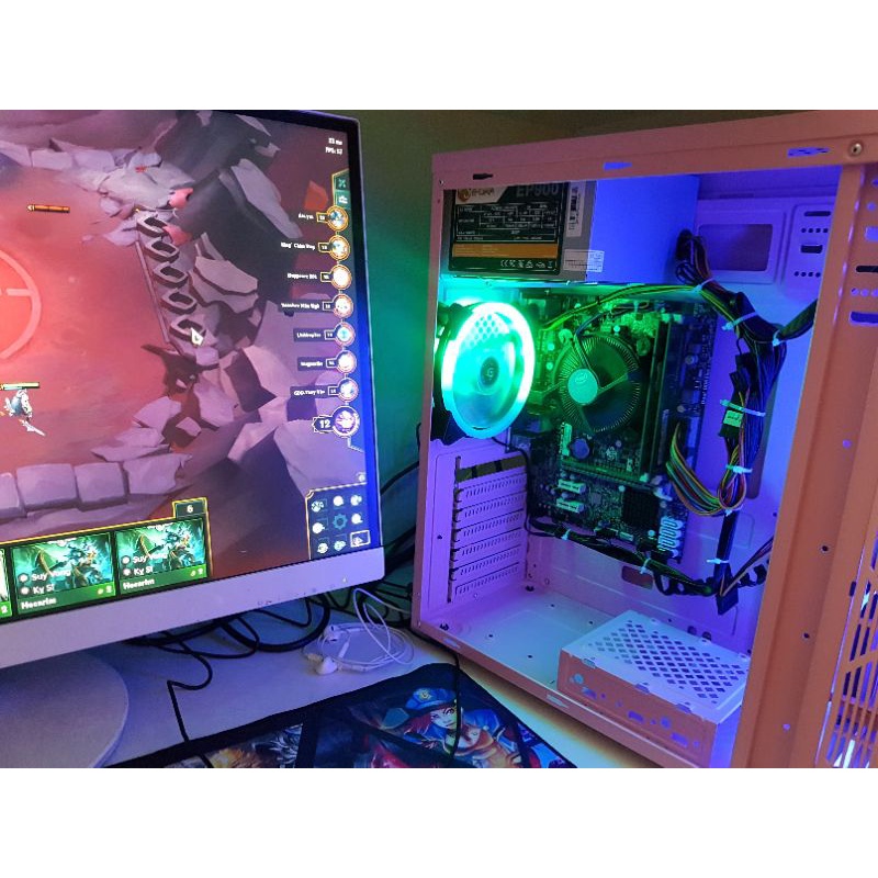 Cây Máy Tính Màu hồng Mới Like new Đẹp Có kính trong suốt và Fan Led