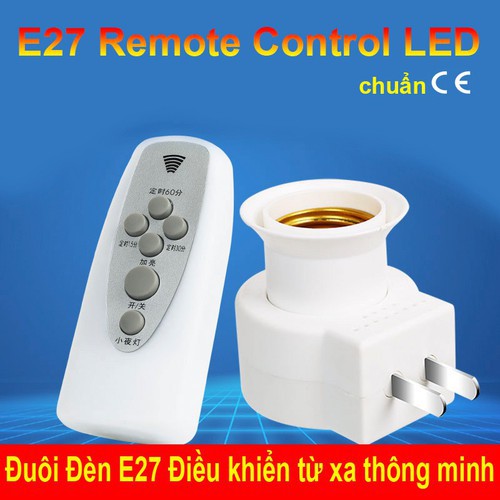 Phích cắm Đuôi đèn chân xoáy E27 - Bật Tắt điều khiển từ xa có Remote