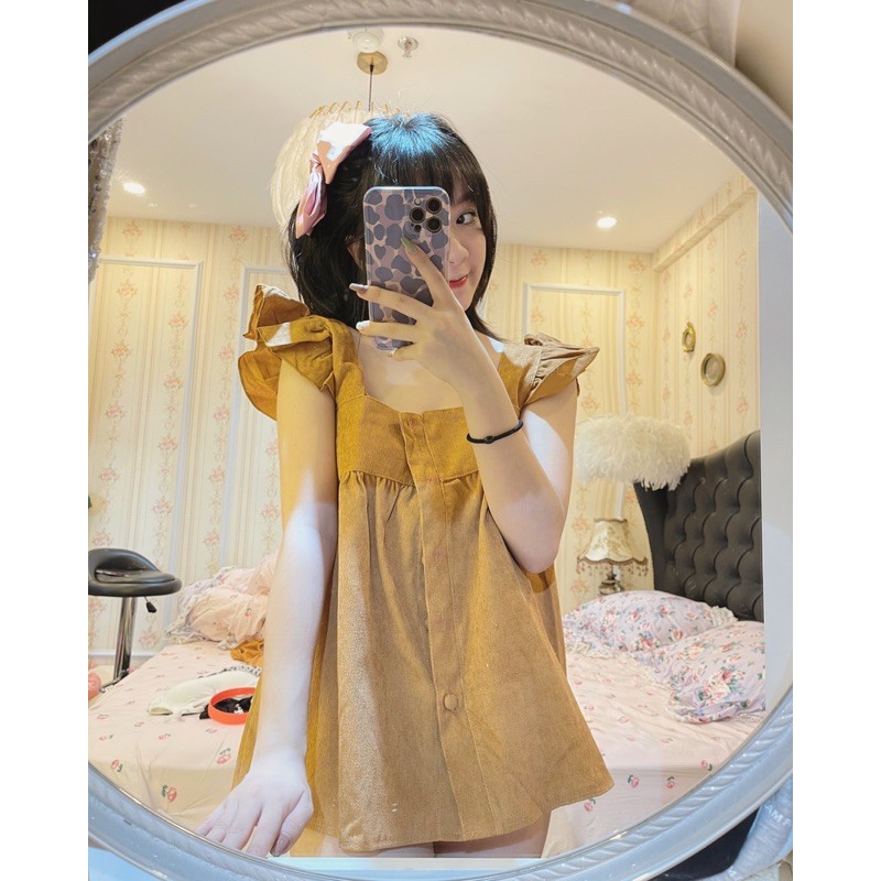 ÁO BABYDOLL NÂU CÁNH TIÊN CÀI CÚC