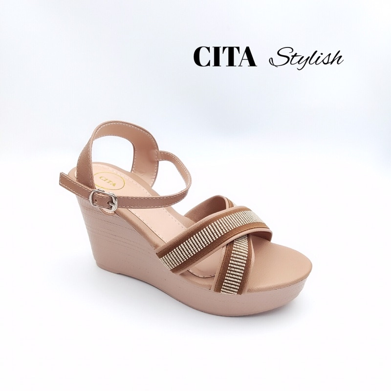 Sandal cao gót 💖 FREESHIP 💖 đế xuồng quai chéo cao 8 cm CITA STYLISH êm nhẹ tôn dáng mã CITA.46