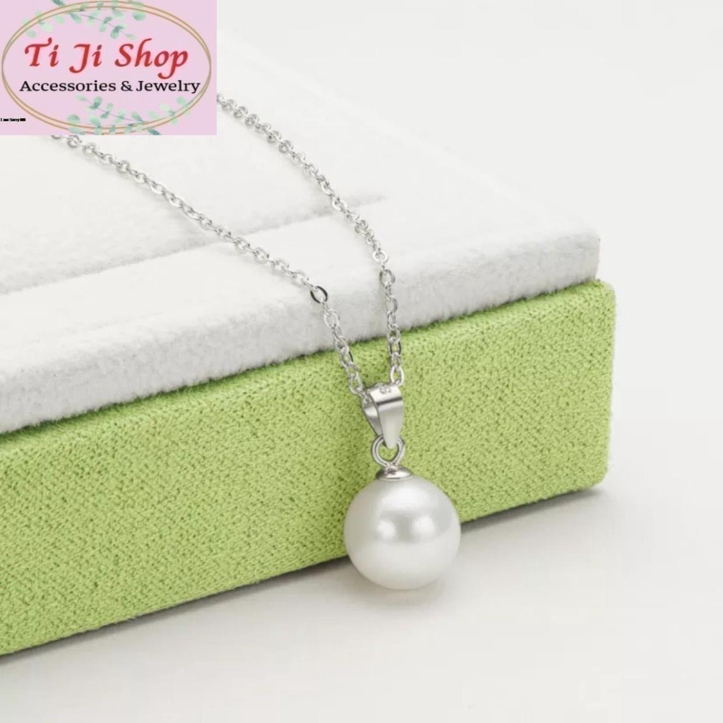 Combo Dây chuyền bông tai  inox ngọc trai nhân tạo