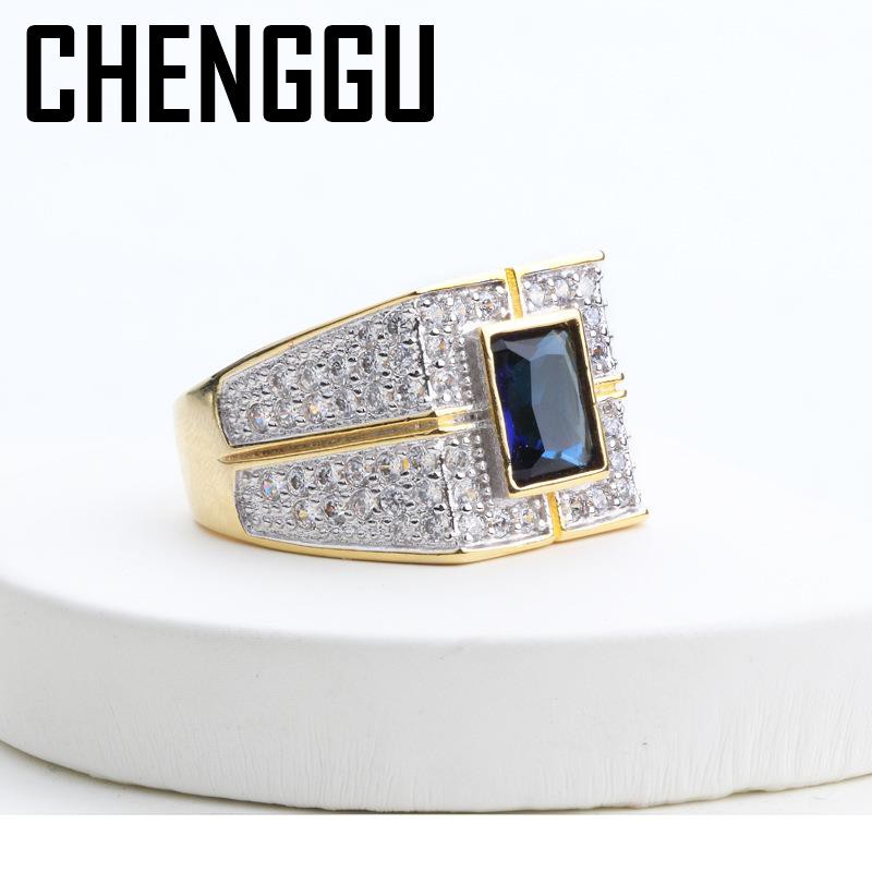 Nhẫn Mạ Vàng Trắng 14k Đính Đá Moissanite Tự Nhiên Phong Cách Hip Hop Cho Nam