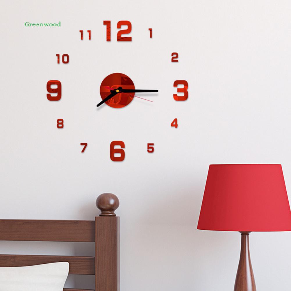 Đồng hồ dán tường 3D tráng gương thiết kế giản dị thanh lịch