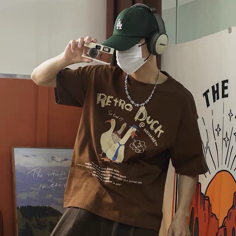 Áo thun tay lỡ nam nữ,in hình Duck 3 màu