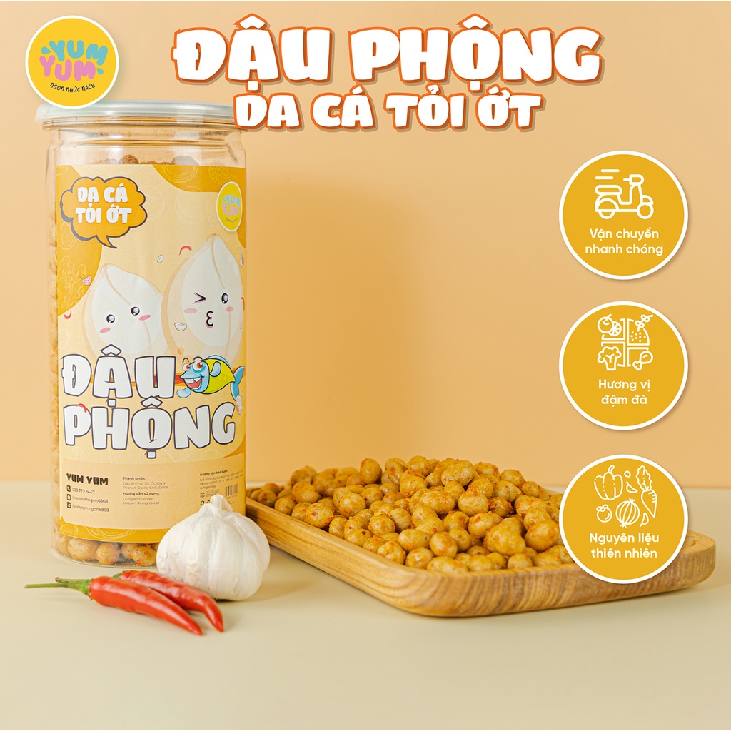 Đậu phộng da cá tỏi ớt Yumyum 500g đồ ăn vặt Hà Nội vừa ngon vừa rẻ