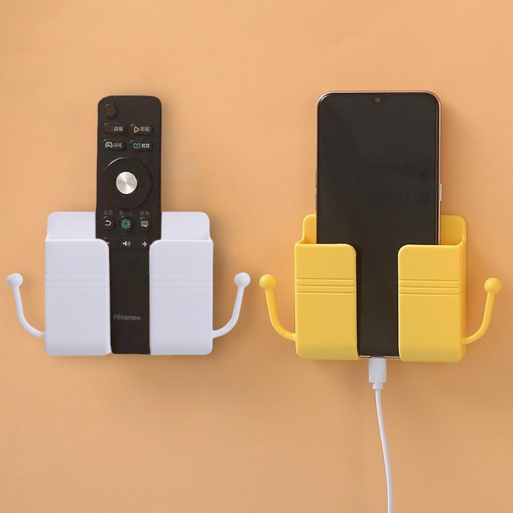Hộp Đỡ Dán Tường Có 2 QUAI Để Sạc Điện Thoại, Remote, Ổ Cắm Đa Năng- Hộp Đựng Đồ Dán Tường Kèm 2 Móc Treo Đồ Tiện Dụng