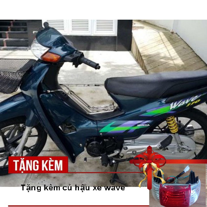 Bộ dàn áo nhựa nguyên sinh ABS xe Wave alpha, Wave Zx, Wave 110 đời 2002 đến 2006 màu Xanh nhớt - Tặng kèm theo củ hậu x