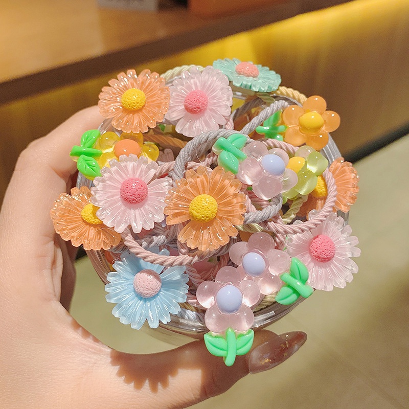 Phim hoạt hình dễ thương hình trái cây hình bông hoa vòng tóc động vật 30 bộ trong số 50 bộ vòng tóc nữ có độ đàn hồi cao